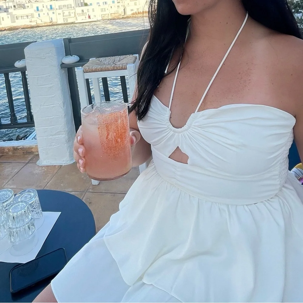 White Ruffled Mini Dress - Picture 2 of 4